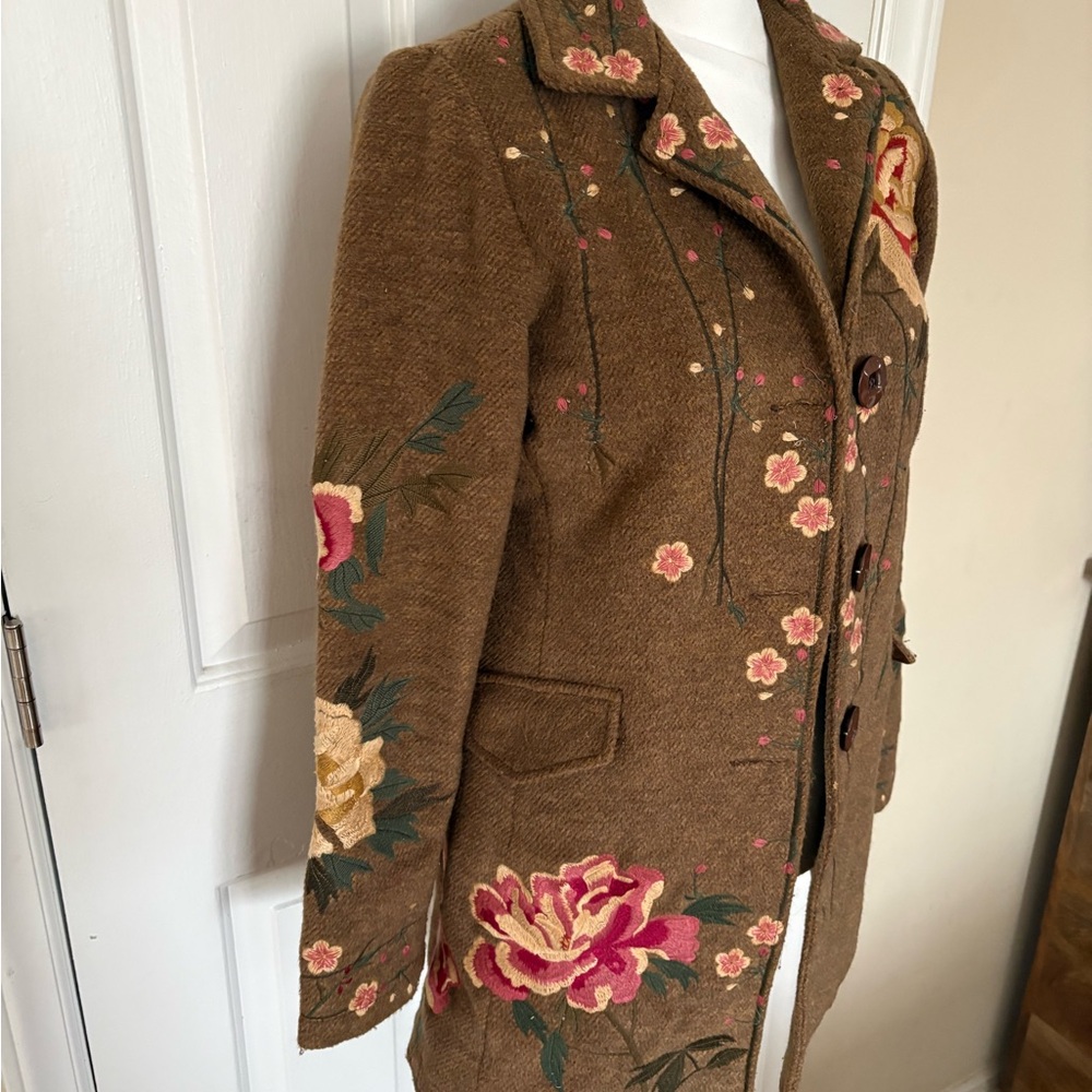 100% Wool Bohemian embroidery cottagecore coat - Picture 14 of 14